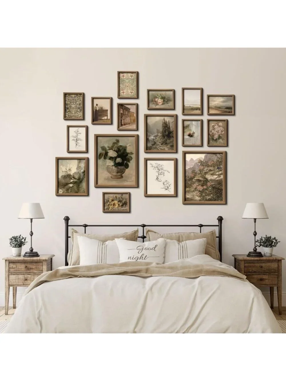 16 PCS Vintage Wall Art Decor Set - Rustic Farmhouse Gallery Frames & Prints for